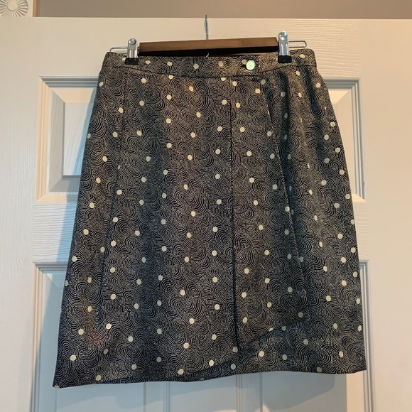 NWOT Anne Klein II Black/Tan Print Silk Wrap Lined Skirt sz 8 - Picture 1 of 6